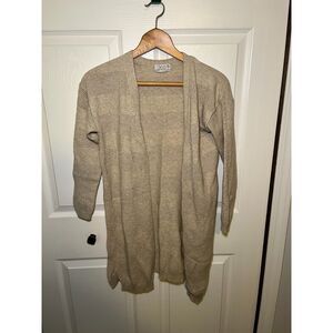Poof Apparel Beige Open Front Lightweight Knit Cardigan Size Small